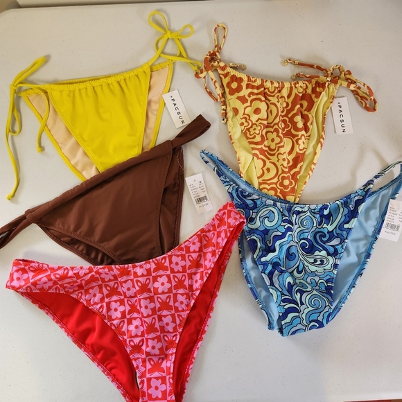 Pacsun Lot Of 5 Bikini Swim Bottoms Swimsuit Size XL New NWT Boho Beach Vacation - Picture 1 of 9